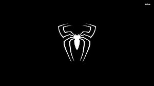 Minimalist White Spider-Man Logo on Black Background HD wallpaper
