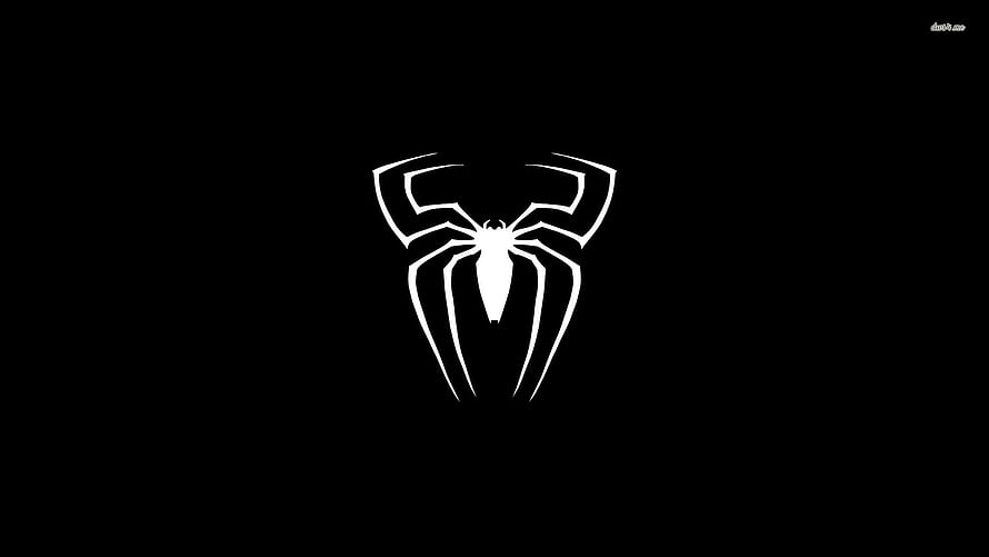Minimalist White Spider-Man Logo on Black Background HD wallpaper