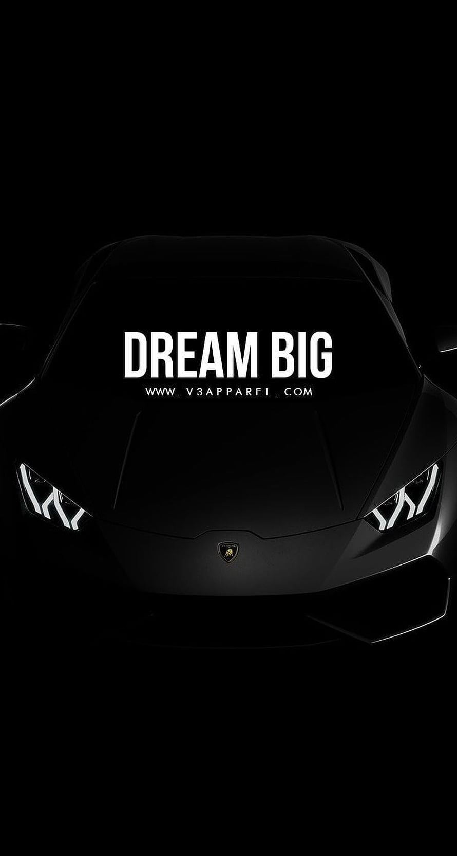 Black Lamborghini Huracan Front View with Dream Big Motivational Quote on Dark Background HD phone wallpaper