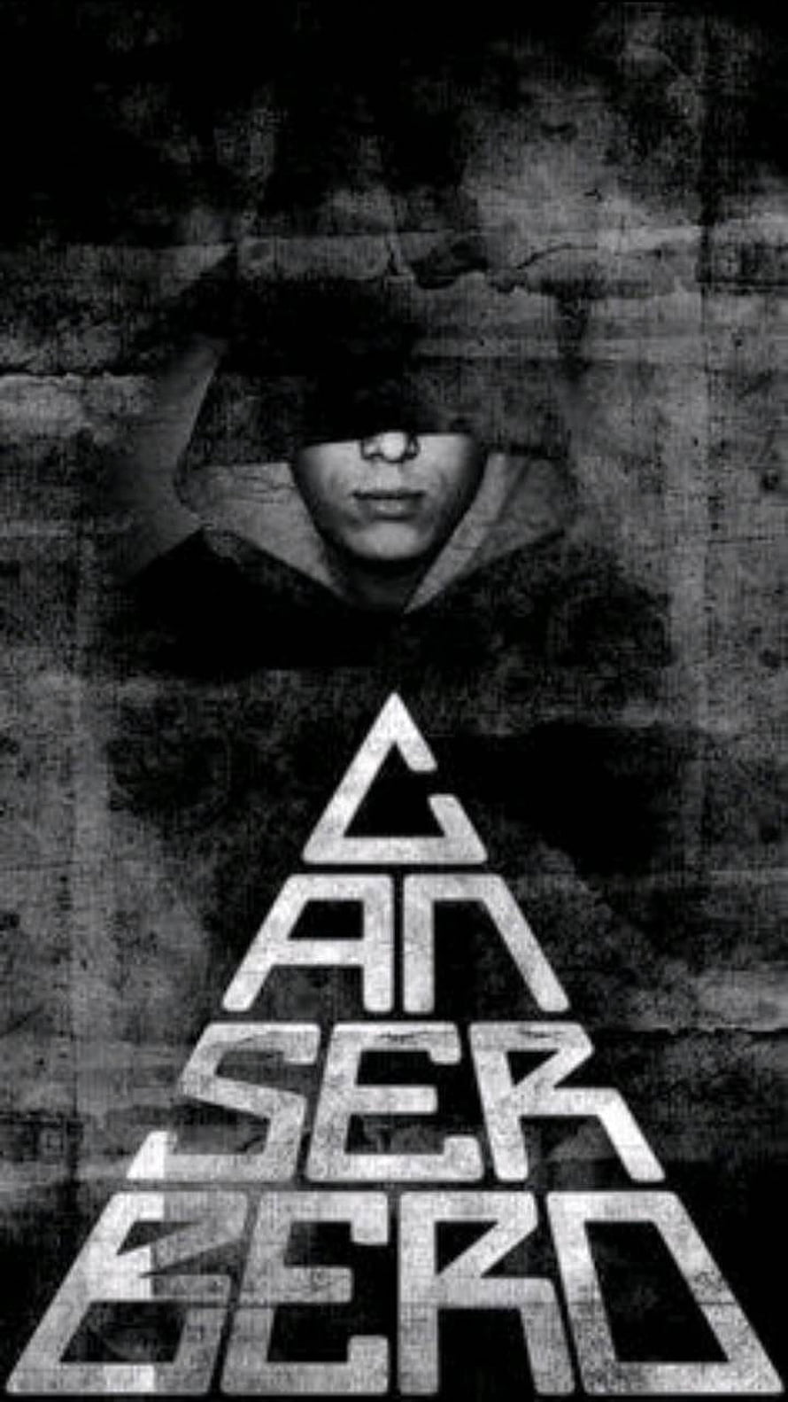 Canserbero Grunge Portrait with Stacked Geometric Typography on Distressed Concrete Background HD phone wallpaper