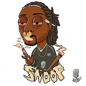 Snoop Dogg Cartoon Illustration Smoking Cigarette and Joint HD phone wallpaper