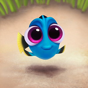 Cute Baby Dory from Finding Nemo and Finding Dory in 3D Animation Style HD phone wallpaper