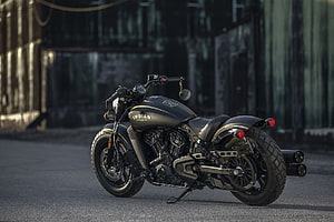 Indian Scout Jack Daniels Bobber Motorcycle in Matte Black with Gold Accents HD wallpaper