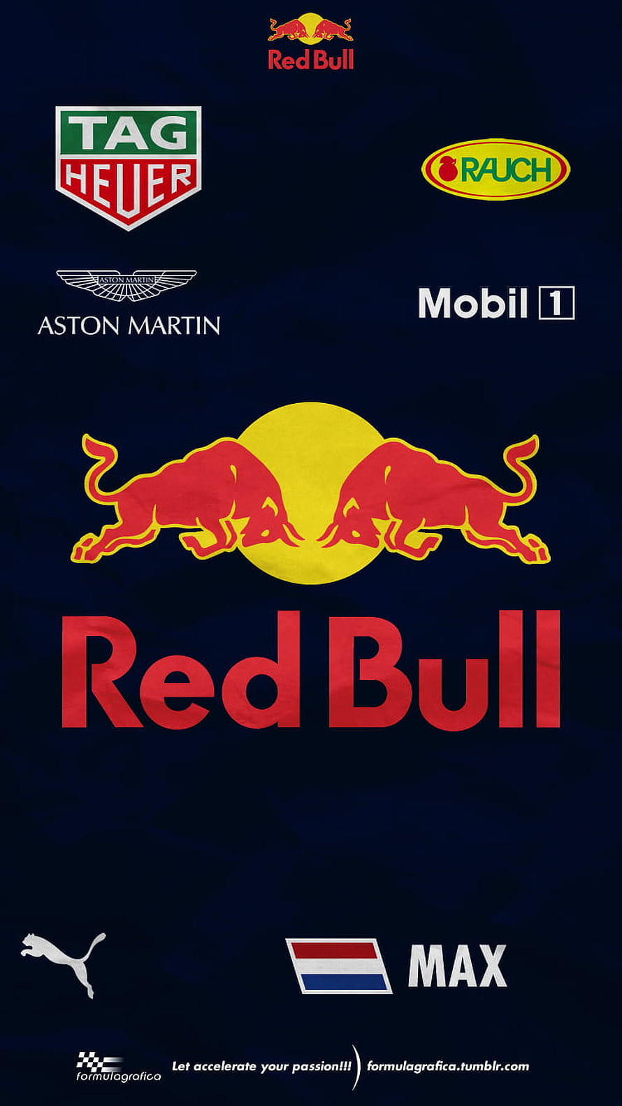 Red Bull Racing F1 Team Livery with Sponsor Logos and Max Verstappen Flag HD phone wallpaper