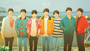 BTS Euphoria Fan Art Illustration of Seven Members in Casual Outfits HD wallpaper