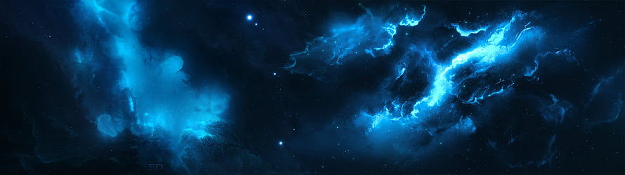 Vibrant Blue Nebula and Cosmic Gas Clouds in Deep Space HD wallpaper