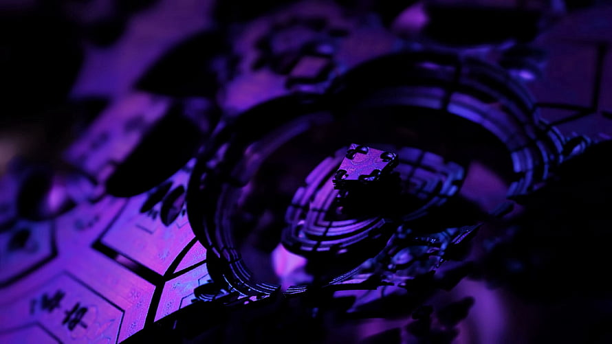 Dark Purple Fractal 3D Abstract Background with Neon Geometric Patterns HD wallpaper