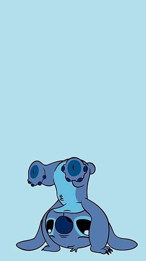 Stitch Doing a Handstand on a Light Blue Background HD phone wallpaper