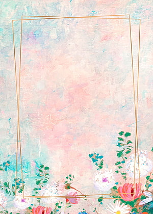 Elegant Gold Rectangle Frame on Soft Pastel Floral Watercolor Background HD phone wallpaper