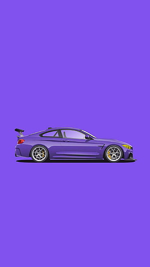 Purple BMW M4 Coupe Minimalist Vector Illustration on Solid Background HD phone wallpaper