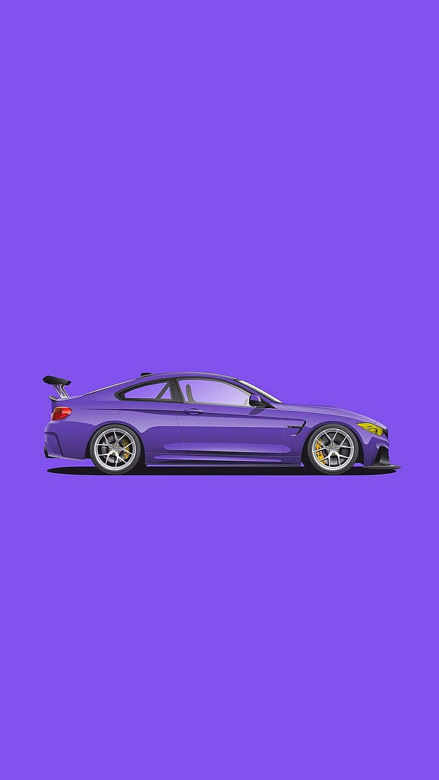 Purple BMW M4 Coupe Minimalist Vector Illustration on Solid Background HD phone wallpaper