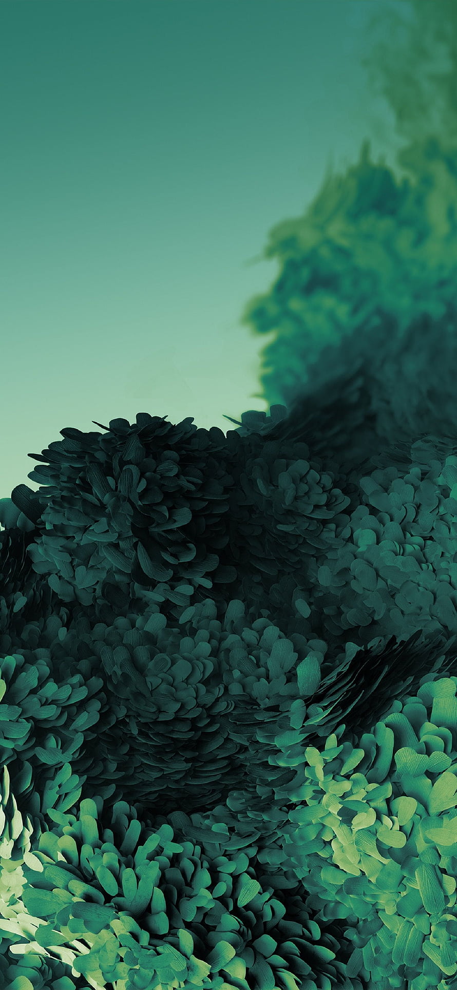 Abstract Turquoise Galaxy S20 Wallpaper with Organic 3D Leaf Textures HD phone wallpaper
