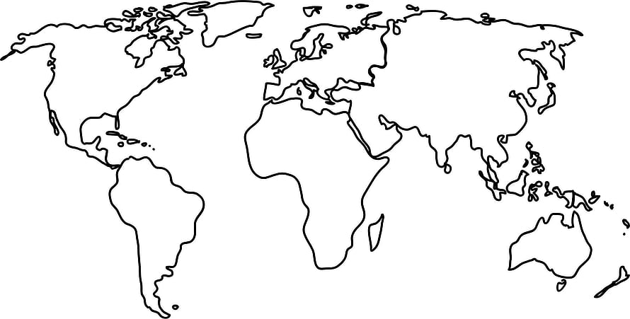 Minimalist Black and White World Map Outline for Educational and Design Use HD wallpaper