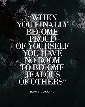 David Goggins Self-Pride and Jealousy Quote on Dark Marble Background HD phone wallpaper