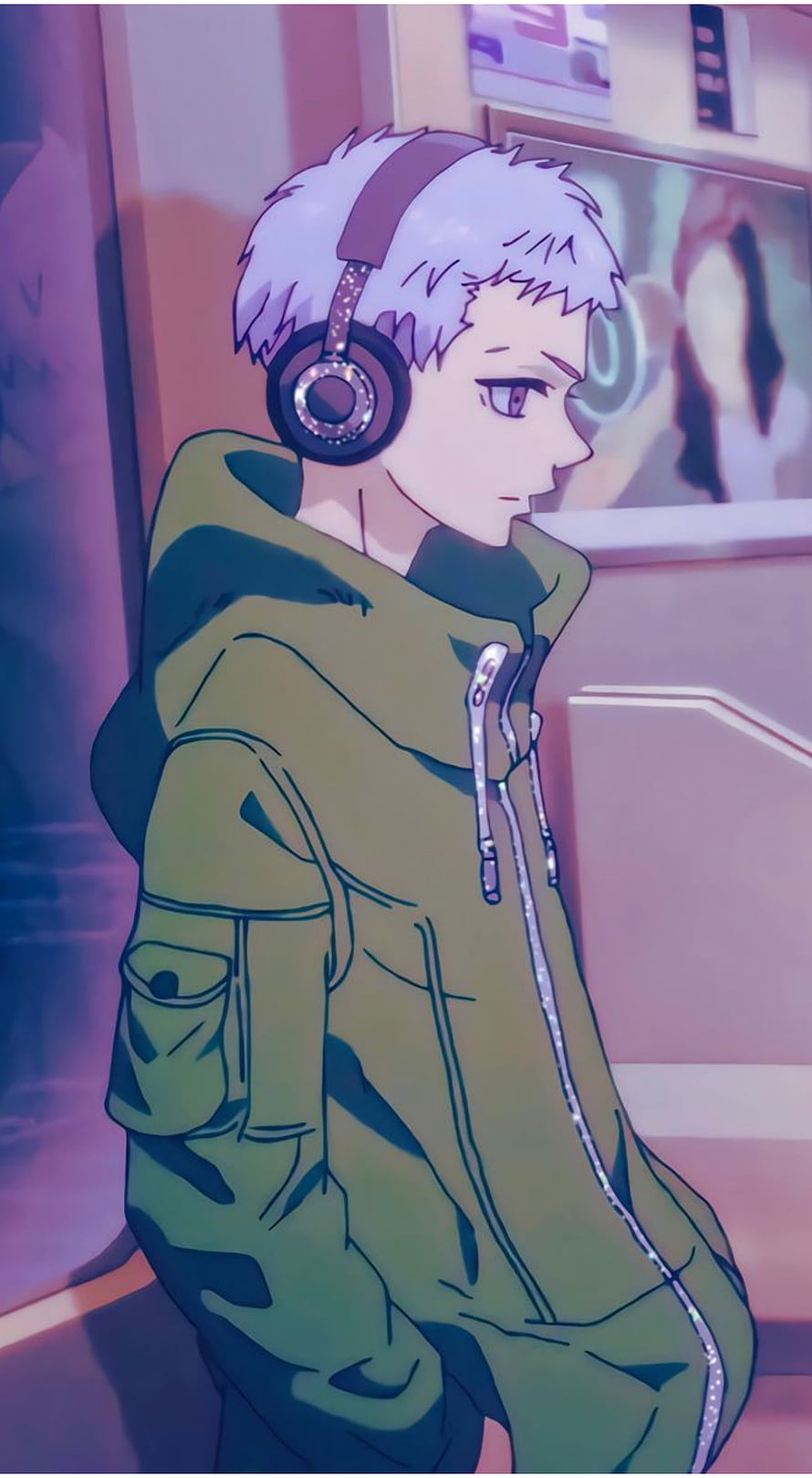 Mitsuya from Tokyo Revengers in Green Hoodie with Headphones HD phone wallpaper