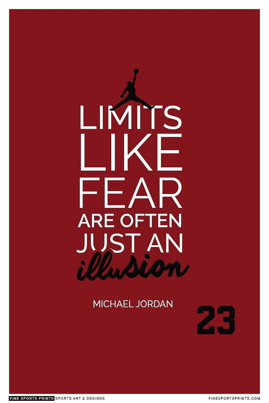 Michael Jordan Motivational Quote Poster with Jumpman Logo and Number 23 on Deep Red Background HD phone wallpaper