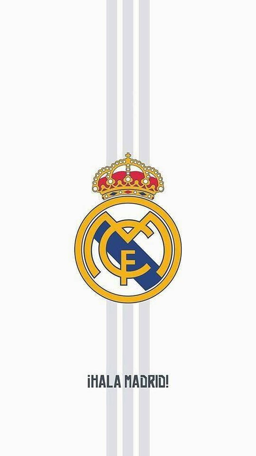 Real Madrid Club de Fútbol Official Crest and Hala Madrid Slogan on White Background HD phone wallpaper