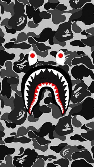 A Bathing Ape Camo Pattern With Iconic Shark Face Graphic HD phone wallpaper