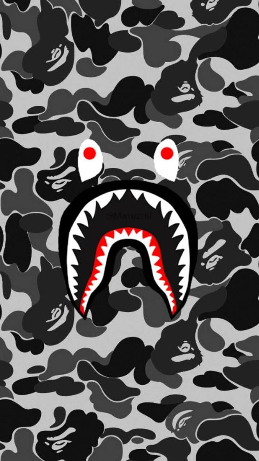 A Bathing Ape Camo Pattern With Iconic Shark Face Graphic HD phone wallpaper