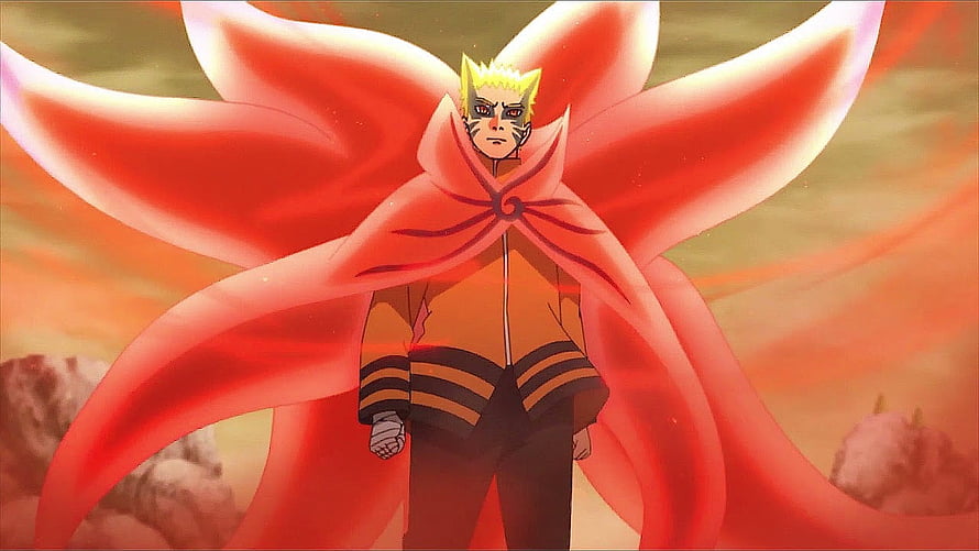 Naruto in Baryon Mode with Nine-Tails Chakra Aura HD wallpaper