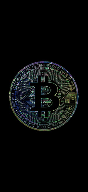 Bitcoin Circuit Board Design with Glowing Green Traces on Black Background HD phone wallpaper