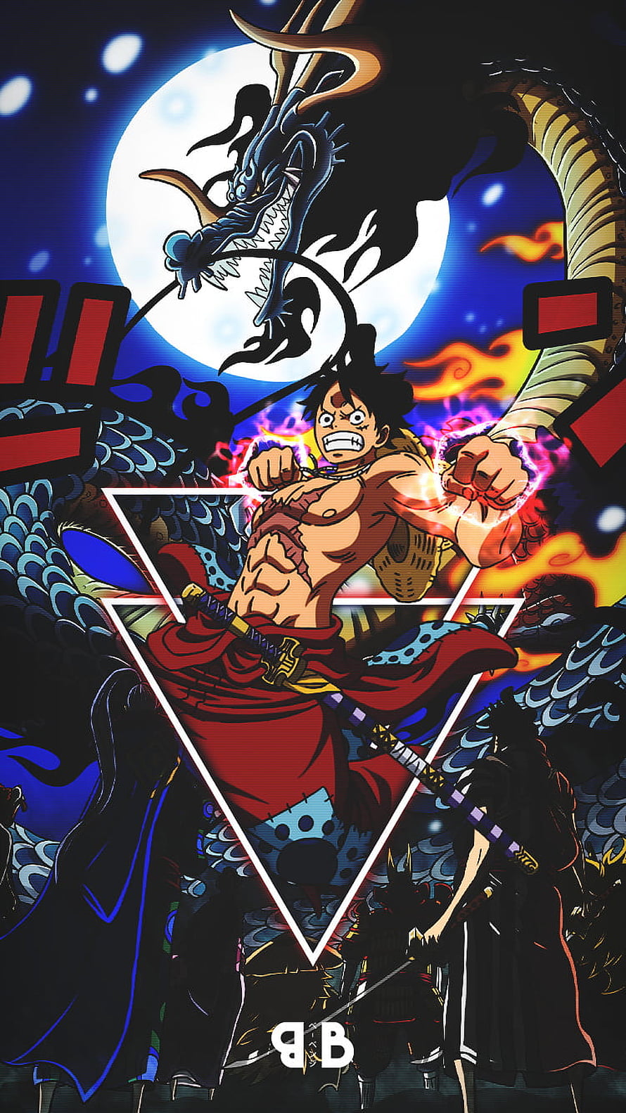 Monkey D. Luffy Gear 5 Wano Kuni Dragon Transformation One Piece Anime Artwork HD phone wallpaper