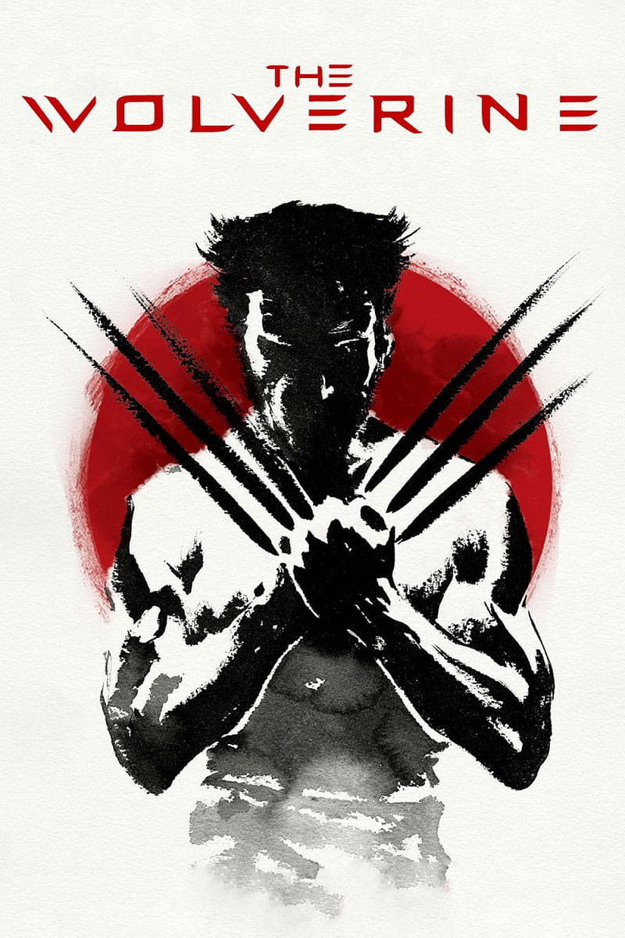The Wolverine Ink Illustration with Red Sun and Claws HD phone wallpaper