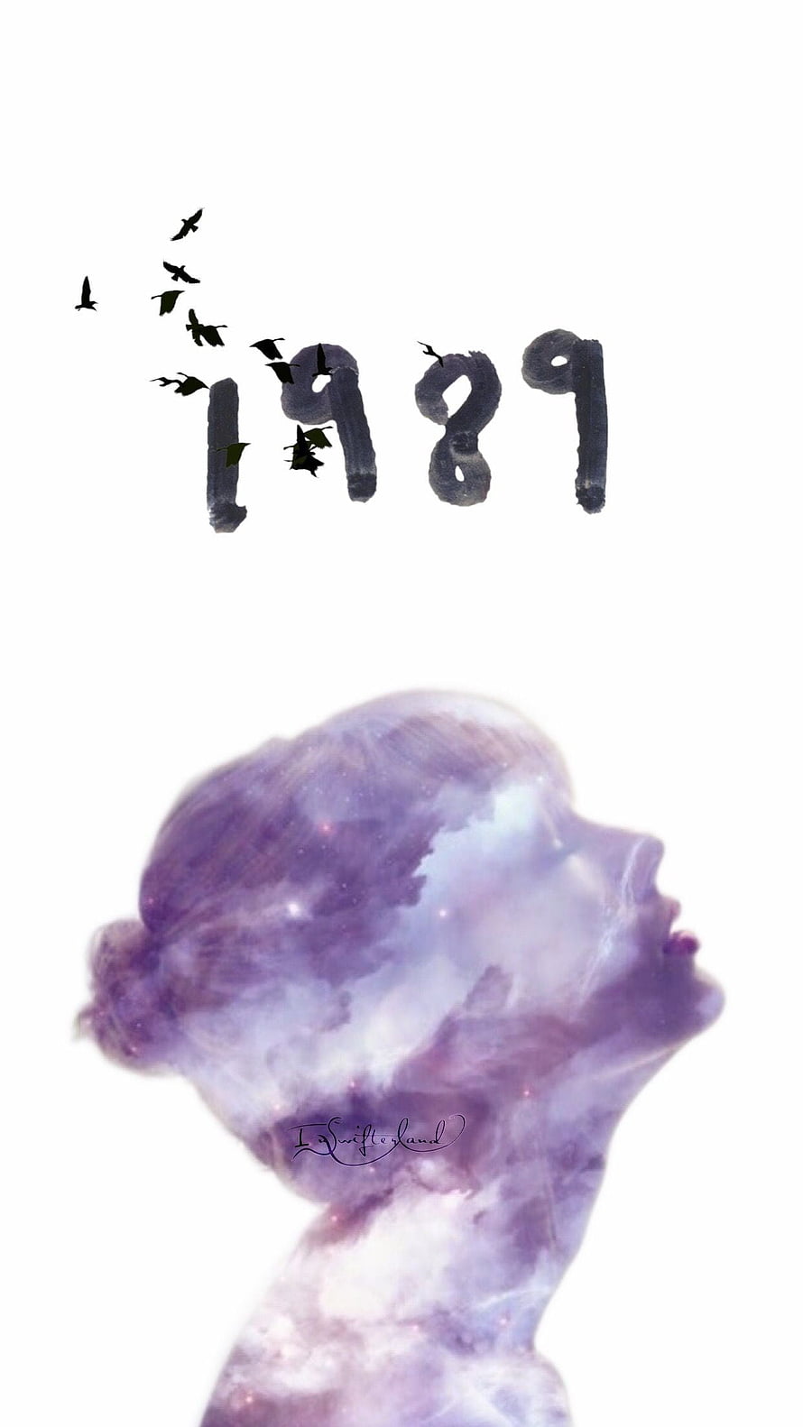 Taylor Swift 1989 Album Artwork with Nebula Silhouette and Flying Birds HD phone wallpaper