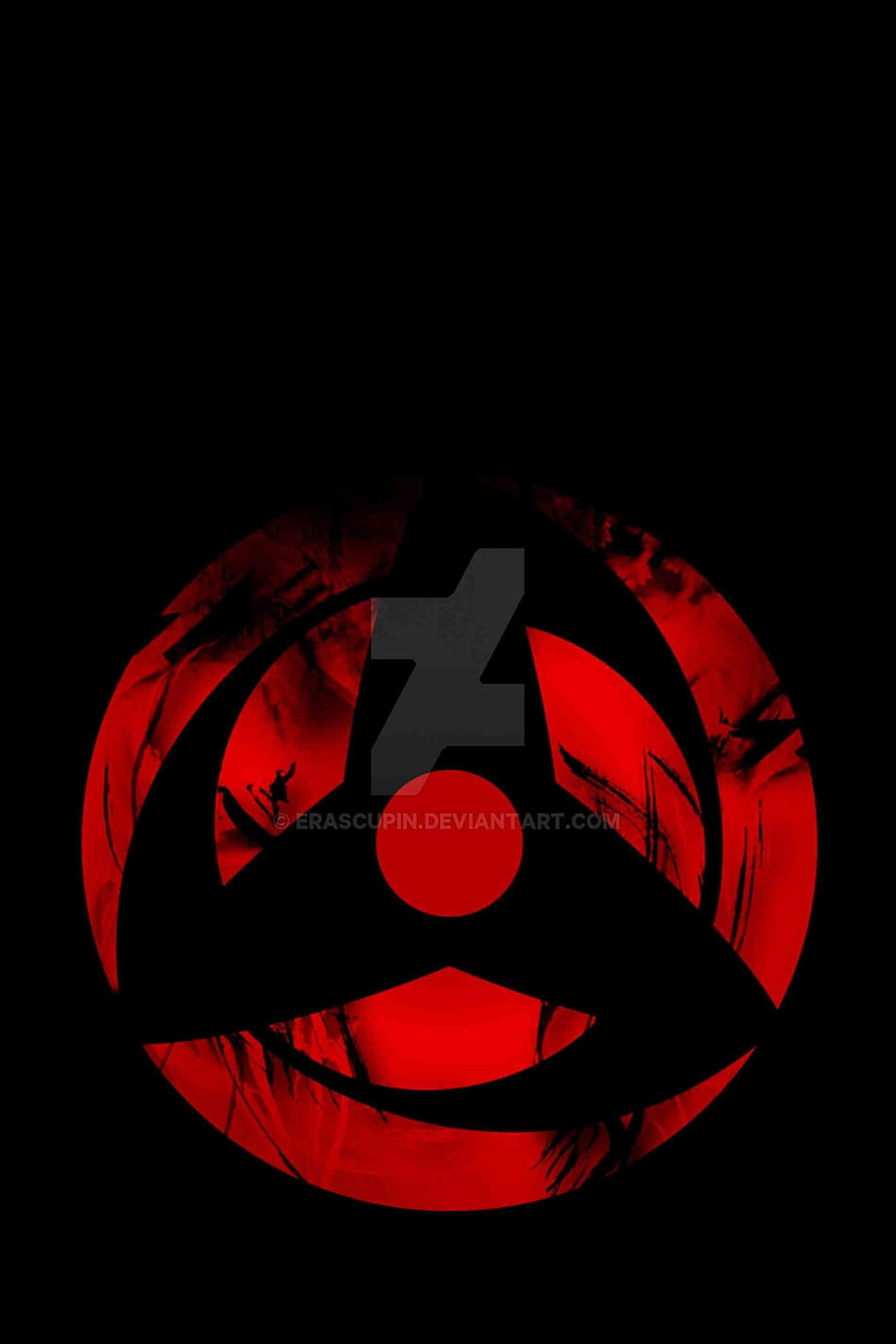 Obito Uchiha Mangekyou Sharingan Eye Symbol in Red and Black HD phone wallpaper