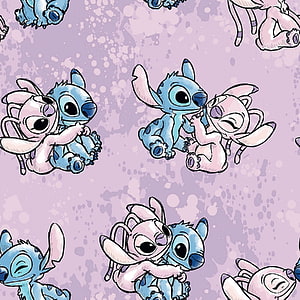 Disney Lilo and Stitch Angel Watercolor Pattern on Lavender Background HD phone wallpaper