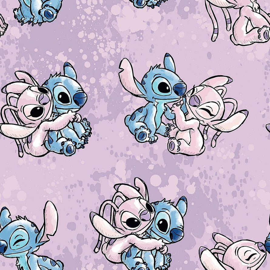 Disney Lilo and Stitch Angel Watercolor Pattern on Lavender Background HD phone wallpaper