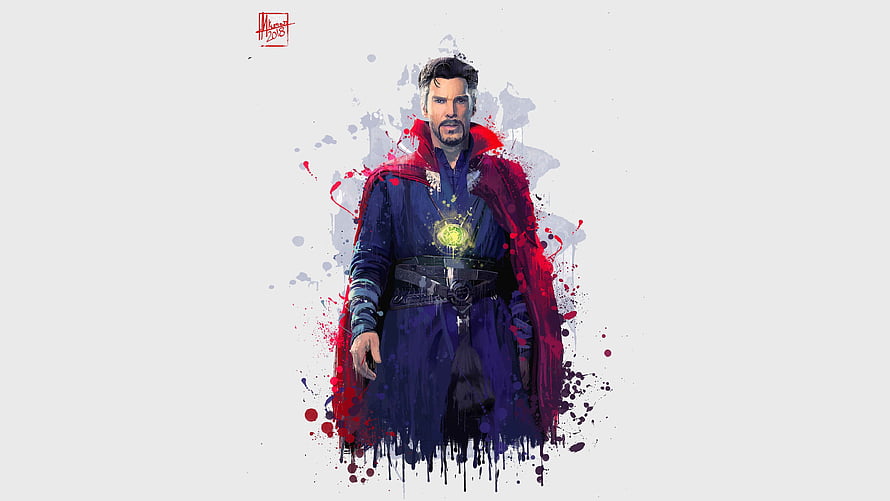 Doctor Strange in the Dark Dimension with Crimson Cloak and Mystical Amulet HD wallpaper