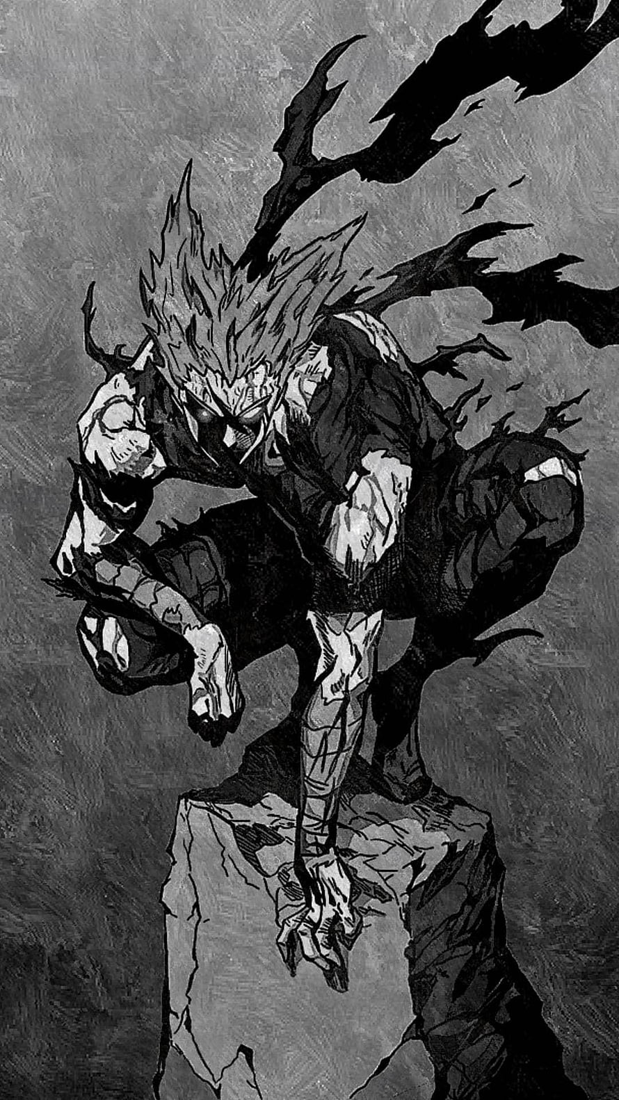 One Punch Man Garou in Black and White Manga Art Style HD phone wallpaper
