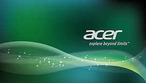 Acer Explore Beyond Limits Green Abstract Wave and Particle Design HD wallpaper
