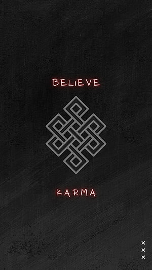 Believe in Karma Endless Knot Symbol on Dark Textured Background HD phone wallpaper