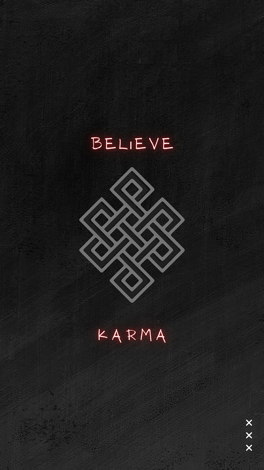 Believe in Karma Endless Knot Symbol on Dark Textured Background HD phone wallpaper