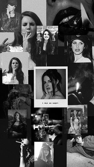 Lana Del Rey Black and White Photo Collage with Cigarette and Moody Aesthetic HD phone wallpaper