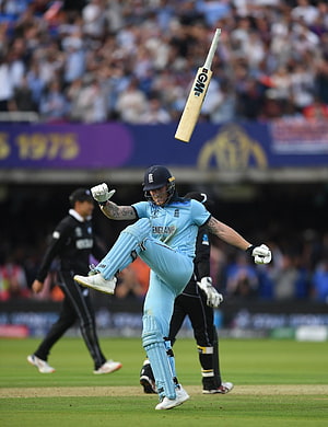 Ben Stokes England Cricket Action Shot With Flying Bat HD phone wallpaper