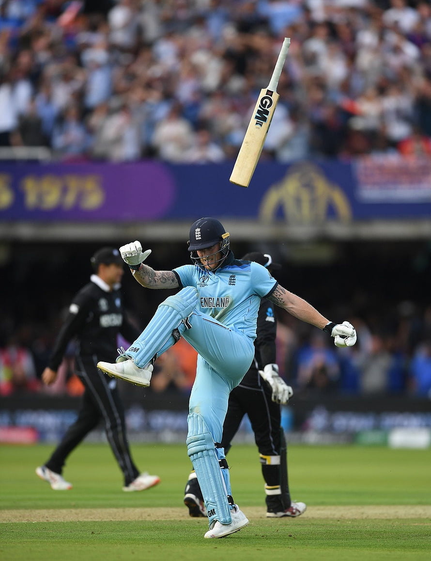 Ben Stokes England Cricket Action Shot With Flying Bat HD phone wallpaper