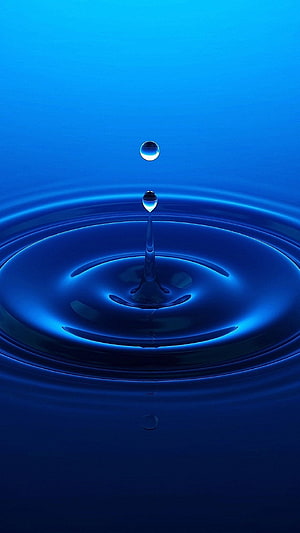 Vibrant Blue Water Droplet Ripples and Splash Abstract Photography HD phone wallpaper