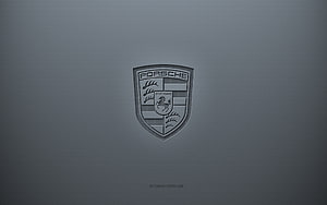 Porsche Crest Emblem on Textured Gray Background HD wallpaper