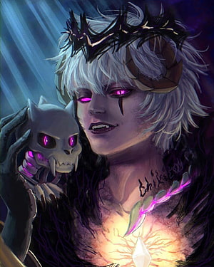 Dyrroth from Mobile Legends: Dark Fantasy Character with Glowing Skull and Horned Crown HD phone wallpaper