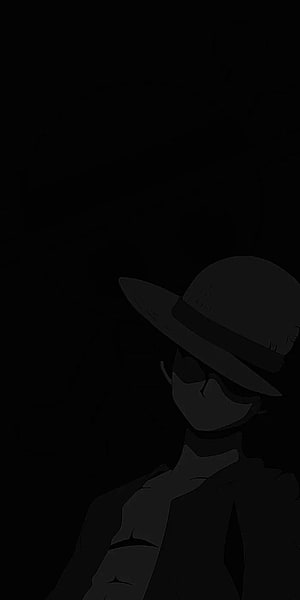 One Piece Luffy Dark Silhouette with Straw Hat and Sunglasses HD phone wallpaper