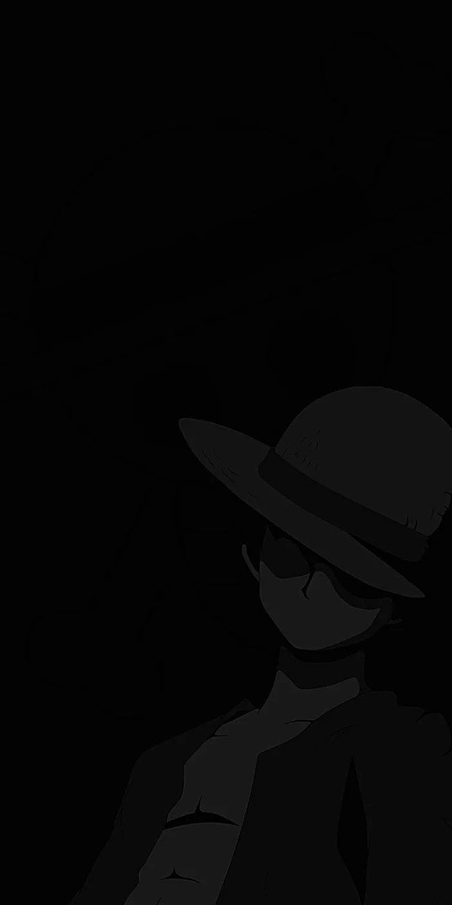 One Piece Luffy Dark Silhouette with Straw Hat and Sunglasses HD phone wallpaper