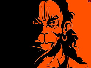 Angry Hanuman Portrait in Bold Orange and Black Illustration Style, Angry Hanuman. Lord hanuman , Hanuman , Hanuman PC HD wallpaper