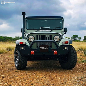 Mahindra Thar Off-Road SUV Front View on Gravel Trail HD phone wallpaper