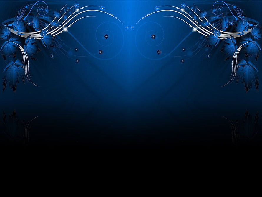 Elegant Blue Floral Ornament with Swirling Vines and Sparkling Accents on Dark Gradient HD wallpaper