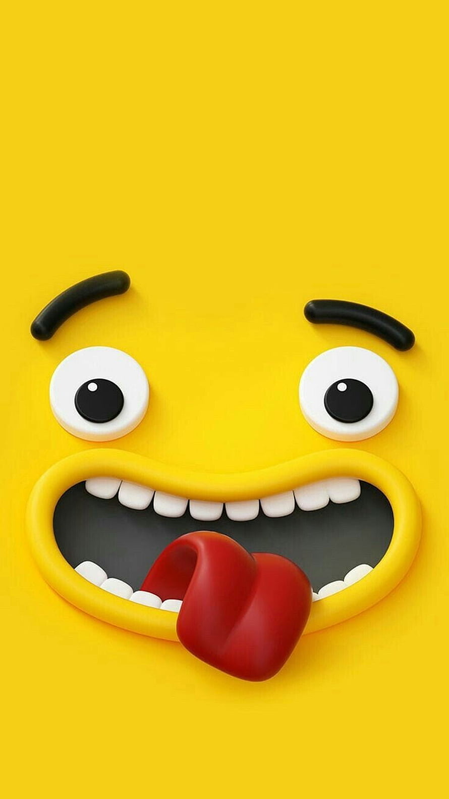 3D Claymation Emoji Face with Tongue Out on Yellow Background HD phone wallpaper