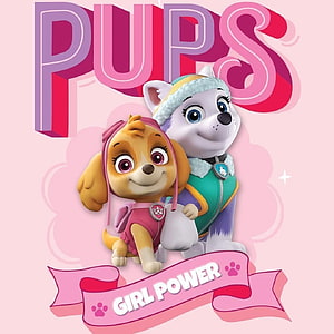 Skye and Liberty from PAW Patrol in a pink girl power themed illustration HD phone wallpaper