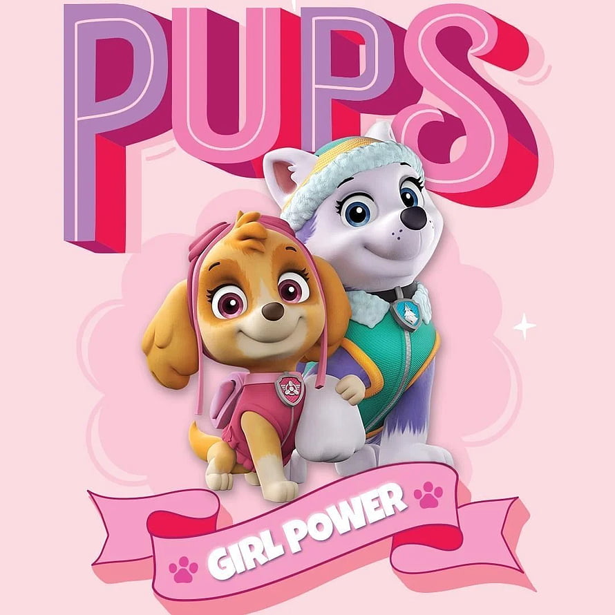 Skye and Liberty from PAW Patrol in a pink girl power themed illustration HD phone wallpaper